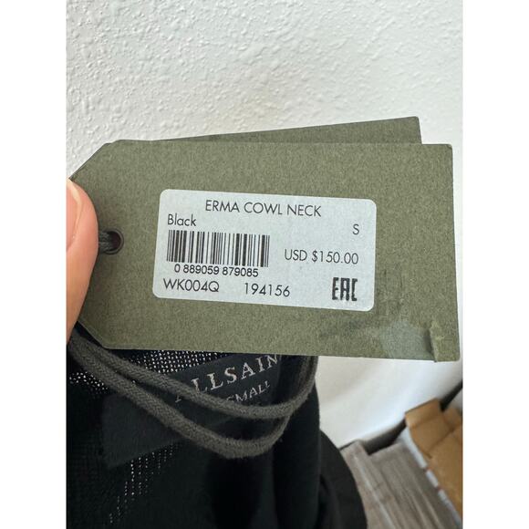 AllSaints Erma Cowl Neck Black Top Small NWT $150 - Picture 5 of 10